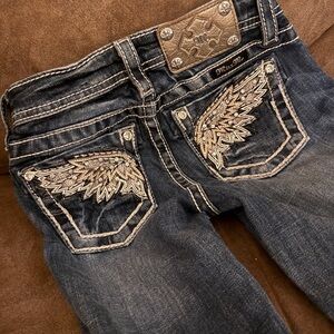 Miss Me blue Jeans with Embellished Wings kids size 8